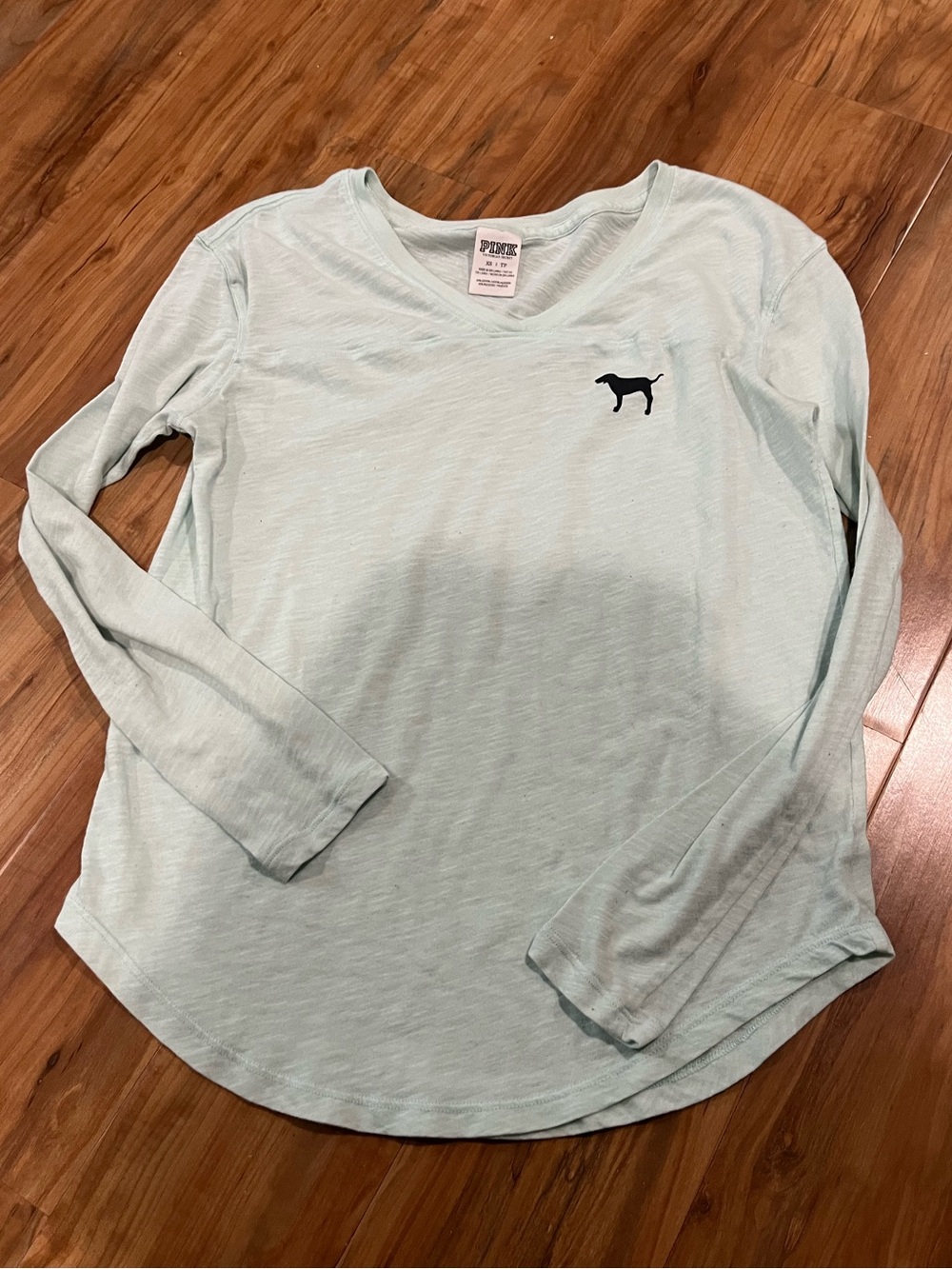 Victoria's Secret Light Mint Green Long Sleeve Top with Dog Logo